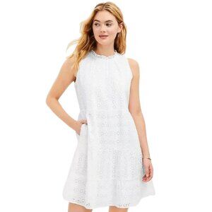 LOFT White Eyelet Tiered Dress